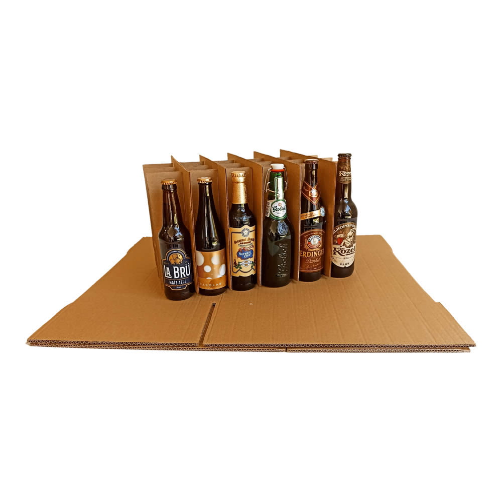 Caja de Cartón 38x24,5x24 cm Canal Sencillo (24 botellas de cerveza) - Cajas  y Precintos